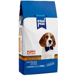 Сухой корм для щенков Pawpaw Премиум с ягненком и рисом, 15 кг