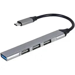 Хаб Usb Gembird UHB-CM-U3P1U2P3-03, Grey, Type-C 3.1 - 1xUsb 3.0 / 3xUsb 2.0, кабель 13 см, алюминиевый корпус