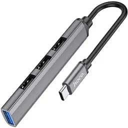 Usb-хаб Hoco HB26 4 in 1 adapter (Type-C to Usb3.0+Usb2.0x3) Темно-серый