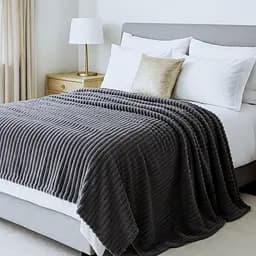 Плед-покривало шарпей темний-антрацит у смужку 2см 150х200 см (00059)