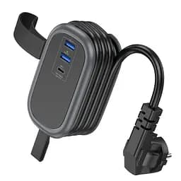 Мережевий зарядний пристрій подовжувач Hoco NS6 2 USB/ Type-C 1 розетка 1.1m чорний - мініатюра 3