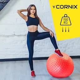 М'яч для фітнесу (фітбол) Cornix 65 см масажний Anti-Burst Red XR-0486 - мініатюра 4