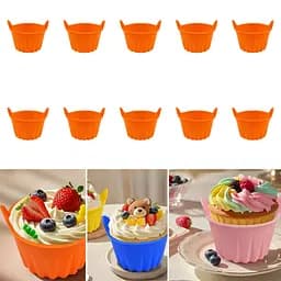 Набір з 10 силіконових порційних форм для випікання кексів і десертів, Kitchen Master Помаранчевий 87345