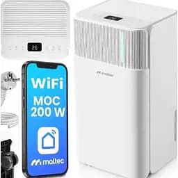Осушитель воздуха Maltec DH-12300, 200 Вт, 12 л/24 ч, Wi-Fi, LED-дисплей, гигростат, функция сушки белья