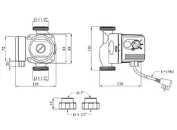 Циркуляційний насос Pumpman GRS25/40/130 Нmax 4 м Qmax 3 м³ 88 Вт з гайками (CV029794) - мініатюра 4