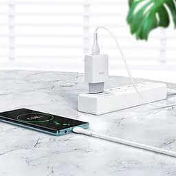 Зарядний пристрій Hoco C72Q USB QC + кабель USB to MicroUSB білий - мініатюра 2