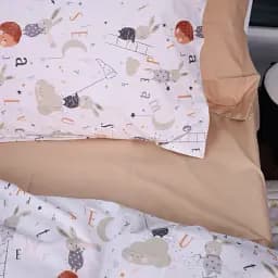 Простирадло на гумці MirSon Poplin Line Kids 06 Rabbit Alphabet 80х160 см темно-бежеве (2200009717147) - мініатюра 4
