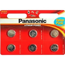 Батарейки Panasonic CR2025 Lithium 3V 6 шт.