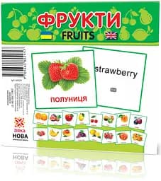 Розвиваючі картки "Фрукти" (110х110 мм) 66424 укр. /англ. мовою