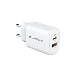 Зарядний пристрій ArmorStandart AR-T202WEU 20W GaN USB-C+ USB-A White (ARM89531)