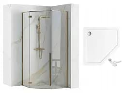 Душова кабіна Rea Diamond 80x80 gold REA-K6615, Золотий, Універсальна, прозорий - мініатюра 2
