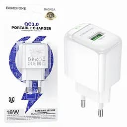 Зарядний пристрій Borofone BAS42A USB порт 18W підтримка Quick Charge 3.0 білий