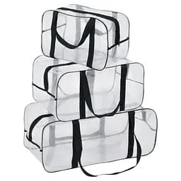 Набор прозрачных сумок в роддом: размер размер М 40х25х20 см + размер L 50х25х30 см + розмір XL 60х25х30 см (черные)