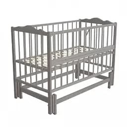 Ліжечко дитяче Ангеліна-2 із шарнірно-підшипниковим механізмом і відкидною боковиною бук сірий