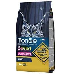 Сухой корм для котов Monge Cat Bwild Low Grain, с мясом зайца, 1,5 кг