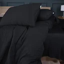 Літній постільний комплект MirSon Line Satin Light Pro Black Бавовна King Size (2200010977882) - мініатюра 4