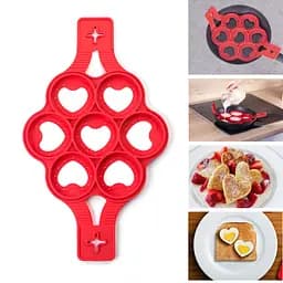 Силіконова форма для приготування оладок та яєчні у формі серця Cake Maker, A-plus Червоний 83896