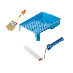 Валик "Велюр" 150х15 мм с ручкой, ванночка и кисточка "Стандарт" Polax (770-246)