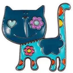 Брошь Котик брошь-булавка синяя