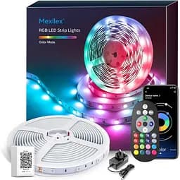 Светодиодная лента Mexllex Led Strip Light 15M, Bluetooth APP и пульт дистанционного управления, Music Sync Changing Color RGB SMD