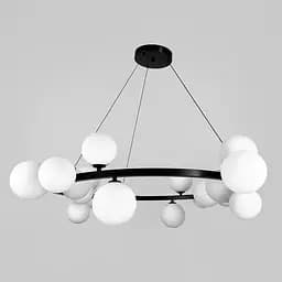 Кольцевая черная люстра с 18 белыми плафонами Ø 95 см | Line F | Ст. BM62/18 BK+WT