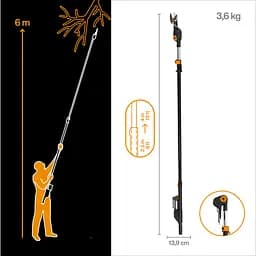 Акумуляторний висоторіз до 32 мм Fiskars eTree Pruner Bypass 250-400 см, БЕЗ АКБ (1082340) - мініатюра 5
