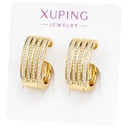 Серьги Xuping позолоченные с многорядными фианитами гипоаллергенное украшение для повседневного образа Золотистый