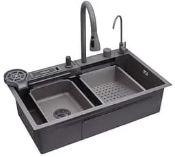 Кухонна мийка Kroner KRP Schwarze - SET7545NG PVD (3.0/0.8 мм) (CV033806) - мініатюра 2