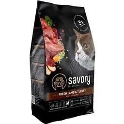 Сухой корм Savory для кошек с чувствительным пищеварением со свежим ягненком и индейкой 400 г