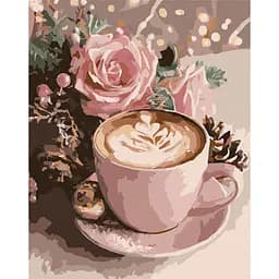 Картина за номерами "Новорічний капучино" Ідейка KHO5743 з фарбами металік 40х50 см