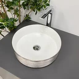 Умивальник VBI Prato silver white накладний VBI-011407, Хром - мініатюра 3