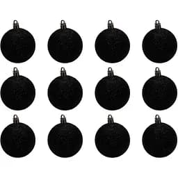 Набір ялинкових куль Linhai 12 шт D6 см чорний гліттер пластик (892203)