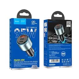 Адаптер автомобільний HOCO Galloper three-port car charger NZ9 95W - мініатюра 2