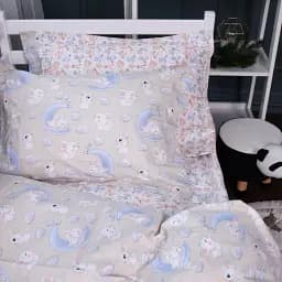 Простирадло MirSon Poplin Line Kids 07 Rabbits 110х160 см кремове (2200009718359) - мініатюра 4