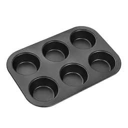 Форма для выпечки кексов, капкейков и маффинов на 6 ячеек с антипригарным покрытием 26.5х18.5х2.8 см, A-plus Черный 83128