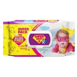 Вологі серветки Super Baby SuperPack Sensetive, ромашка та алоє, 72 шт.