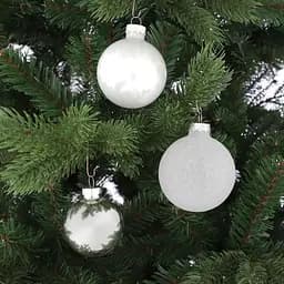 Комплект ялинкових куль Mica Decorations скляні 7/6/5 см білі 26 шт. (1181258) - мініатюра 3
