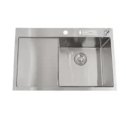 Кухонна мийка з нержавіючої сталі з лівим крилом накладна Nett NS-7848(L), Нержавіюча сталь