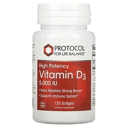Вітамін Д3 Protocol for Life Balance Vitamin D3 5000 МО 120 гелевих капсул