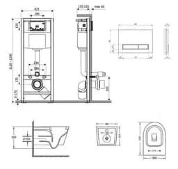 Набір Q-tap Nest 4 в 1 підвісний унітаз Jay Ultra Quiet 485x360x320 + комплект інсталяції QT07335177W45140 - мініатюра 2
