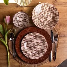 Столовий сервіз золотий на 6 персон 24 предмети набір порцелянових тарілок для сервірування столу сервіз тарілок Коричневий Yiwu HP-HK-A10