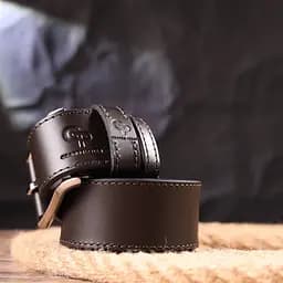 Стильний чоловічий ремінь із натуральної шкіри Grande Pelle 21462 коричневий 120 см - мініатюра 8