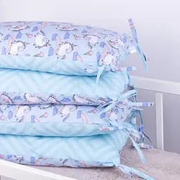 Захисна подушка-борт MirSon Kids Time 18-0006 Rainbow Unicorn, синя, 4 шт. - мініатюра 8