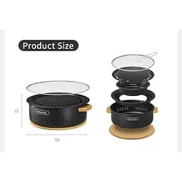 Піч настільна кругла з решіткою гриль і сковорідкою Naturehike CNK2550CF010 36х32.6х12 см хромоване залізо - мініатюра 4