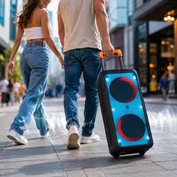 Портативна акустика ZXX-1095 80 Вт / Колонка 2х8дюйма Bluetooth / USB / TF / AUX, FM, LED / Переносна музична колонка з мікрофоном для караоке - мініатюра 2