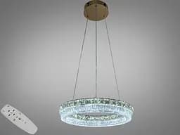 Підвісна LED люстра золото 64Вт кільце пульт 11м²