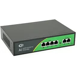 POE коммутатор JY-1006B 4 POE 10/100+2 RJ45 10/100+ встроенный блок питания 52V 1.38A