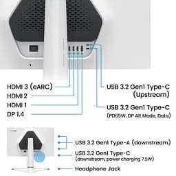 Монітор TFT 27" BenQ EX271U, 4K UHD, IPS, 165Гцб 1ms, HDMI, DP, USB-C, HAS, Pivot, чорно-білий (9H.LN2LB.QBE) - мініатюра 5