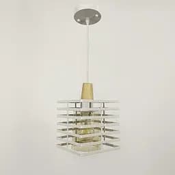 Світильник в стилі Лофт з білим корпусом решіткою та янтарним плафоном Line.F 12391/1 WT+AM