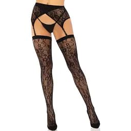 Чулки Leg Avenue Leg Avenue Lace thigh highs & garterbelt Black One Size